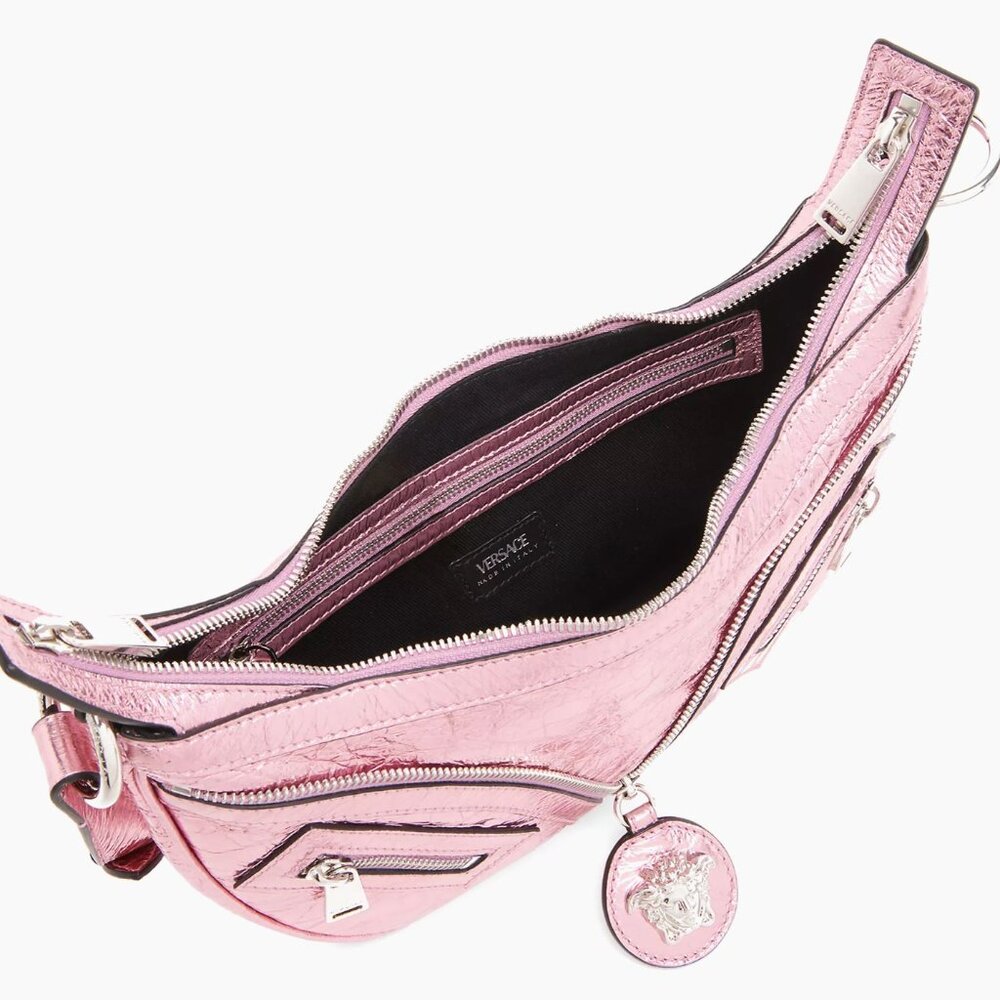 New Versace  Pink Repeat  Medusa Metallic Logo shoulder Bag - Picture 2 of 5